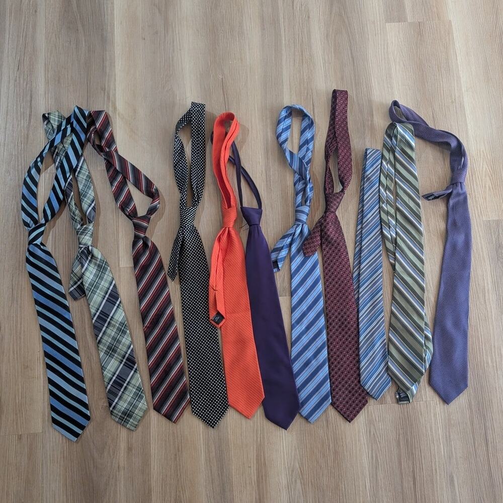 Lot 11 Men's Neckties 6 Silk 5 Polyester Chaps Dockers Van Heusen Arrow